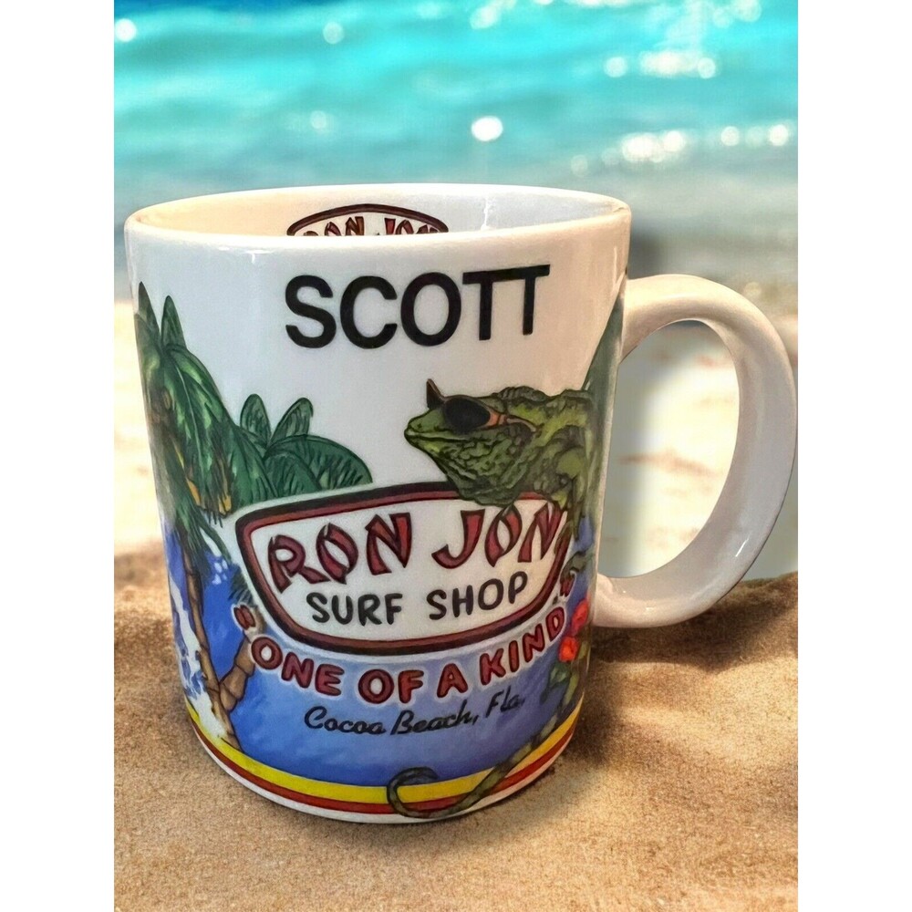 Ron Jon Surf Shop Cocoa Beach Florida Name personalized SCOTT Coffee Tea Cup Mug